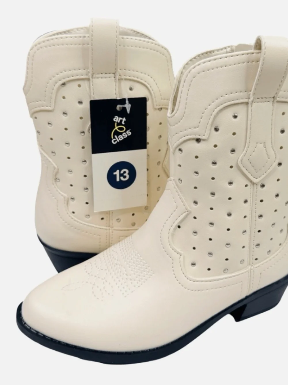 Kids' Jovi Western Boots - Art Class™ White 13: Medium Width, Zipper Closure,